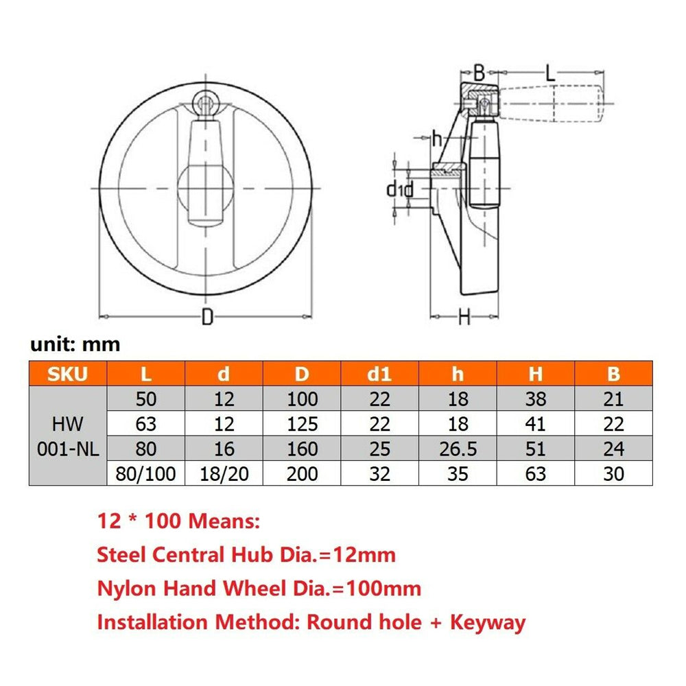 Nylon Double Spoke Hand Wheel with Retractable Revolving Handle for Machine Tool