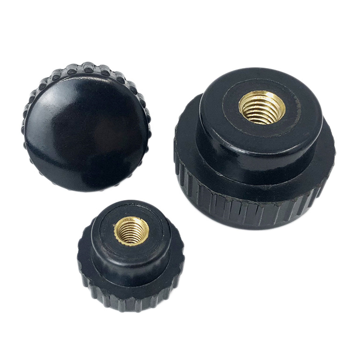 Knurled Round Shaped Bakelite Clamping Knob with M5 M6 M8 M10 M12 Female Thread Brass Insert