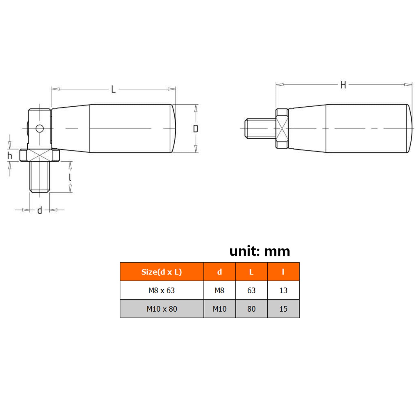 Nylon Revolving Handle with a Foldable Metal M8 M10 Male Thread Screw