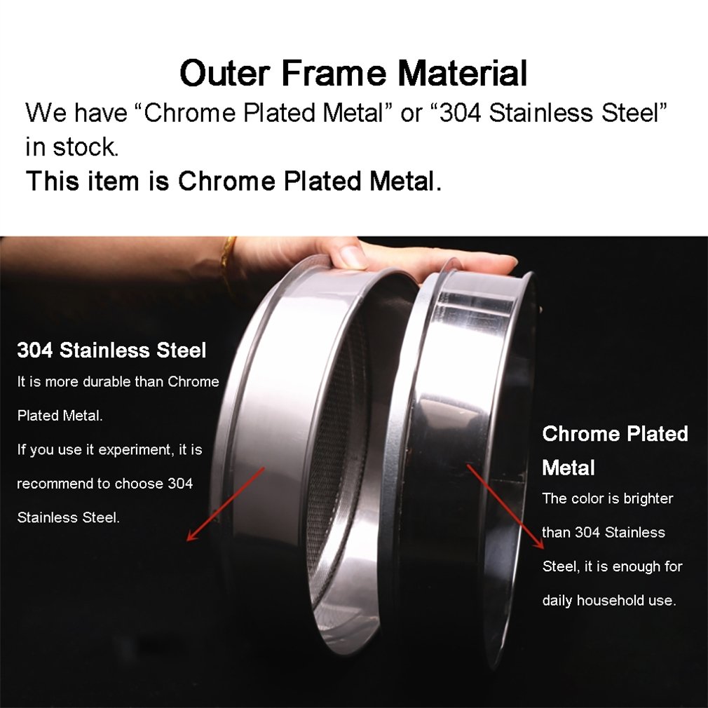 Diameter 30cm Chrome Plated Frame Integrated Lab Test Sieve 304 Stainless Steel Wire Mesh Filter Strainer Various Mesh Count